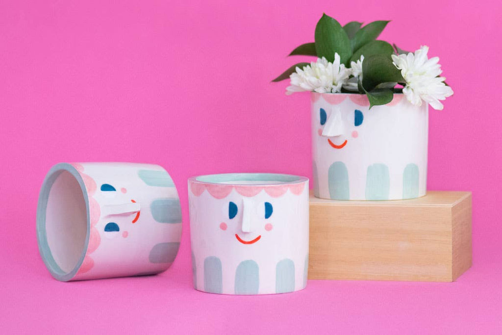 Friendly Face / Ceramic Planter Pot, Made in Portugal by Ana Seixas