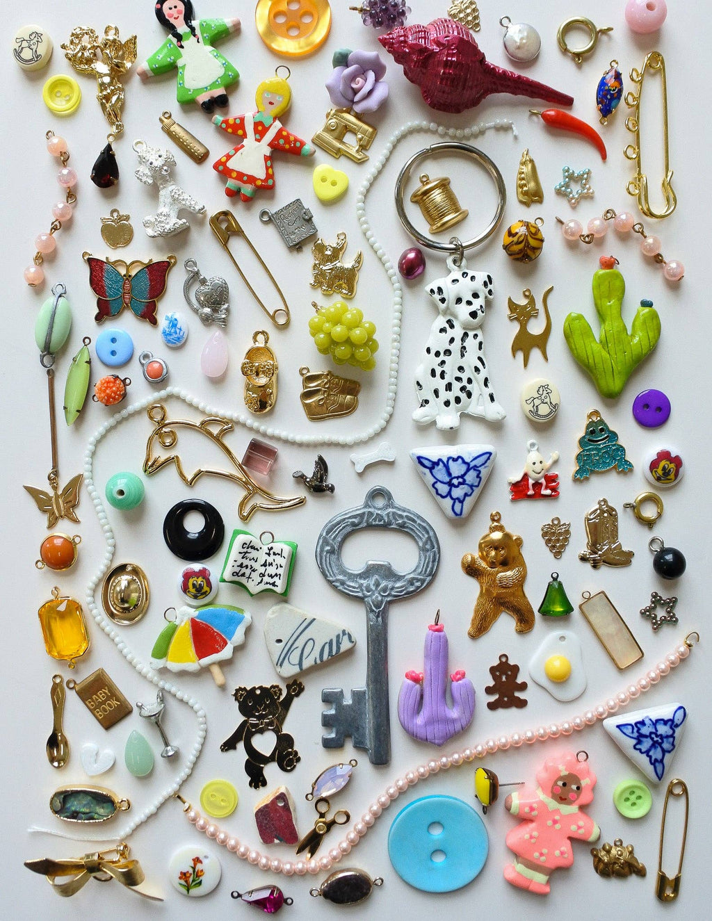 Deadstock & Vintage Assorted Charms in Pink Organizer Case *mystery craft bundle* by Haricot Vert