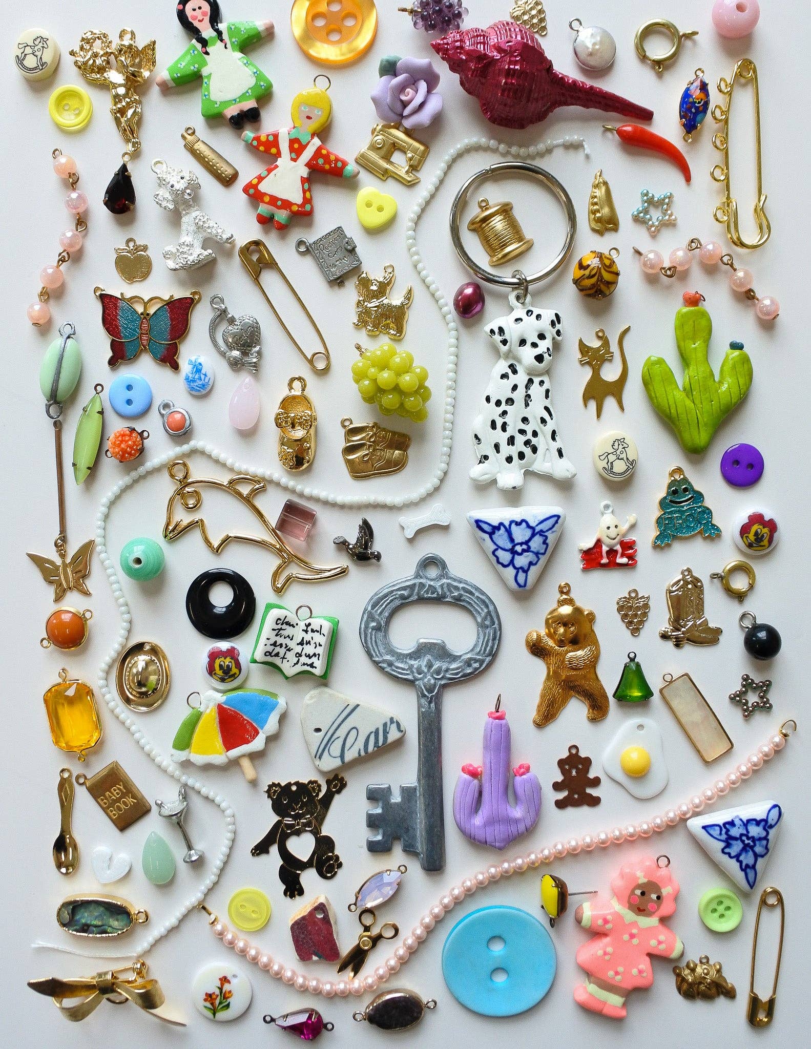 Deadstock & Vintage Assorted Charms in Pink Organizer Case *mystery craft bundle* by Haricot Vert