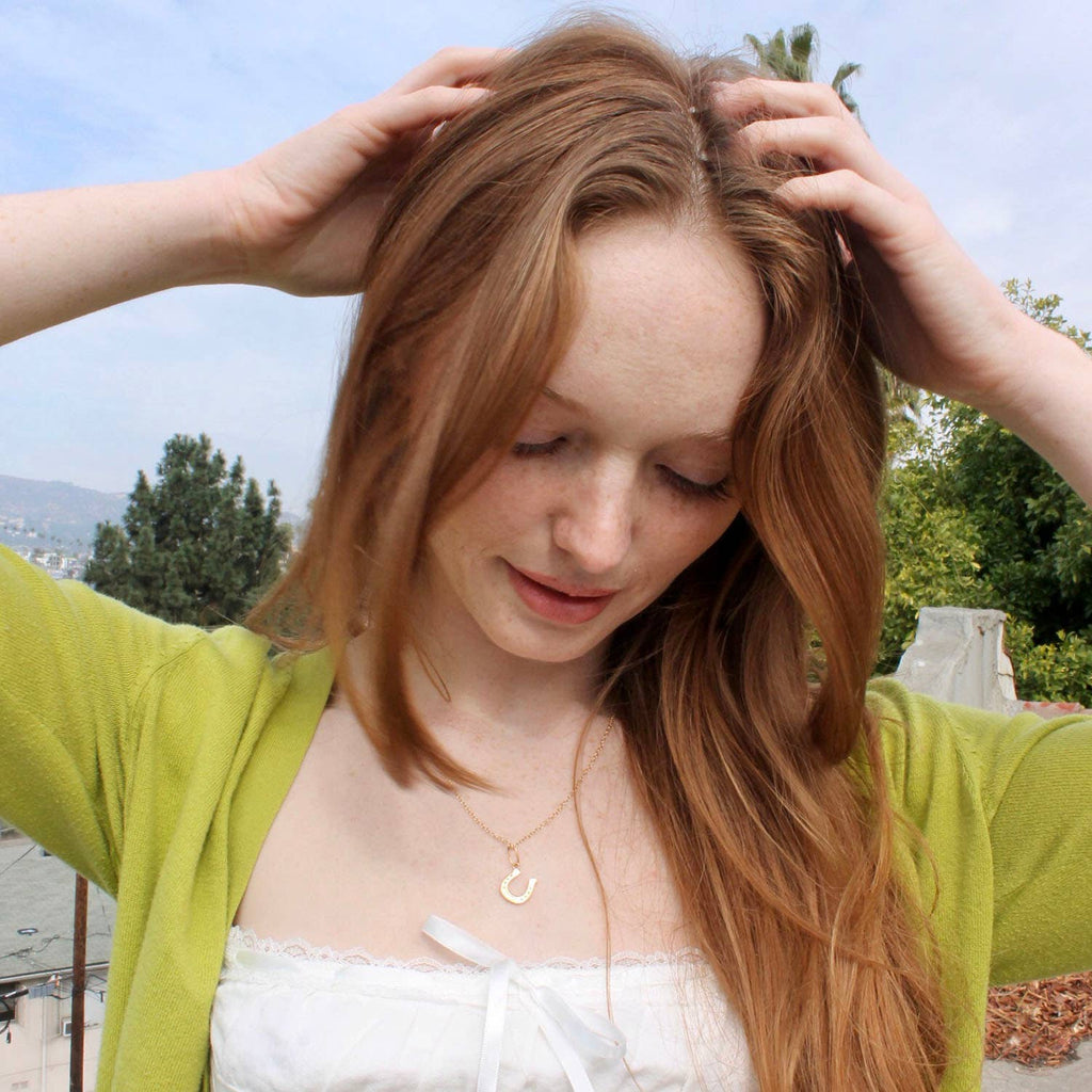 Horseshoe Charm Necklace 18K Gold Vermeil: 16-18 Inches