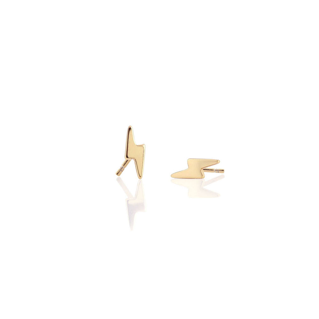 Lightning Bolt Stud Earrings 18K Gold Vermeil | Nickel Free Hypoallergenic