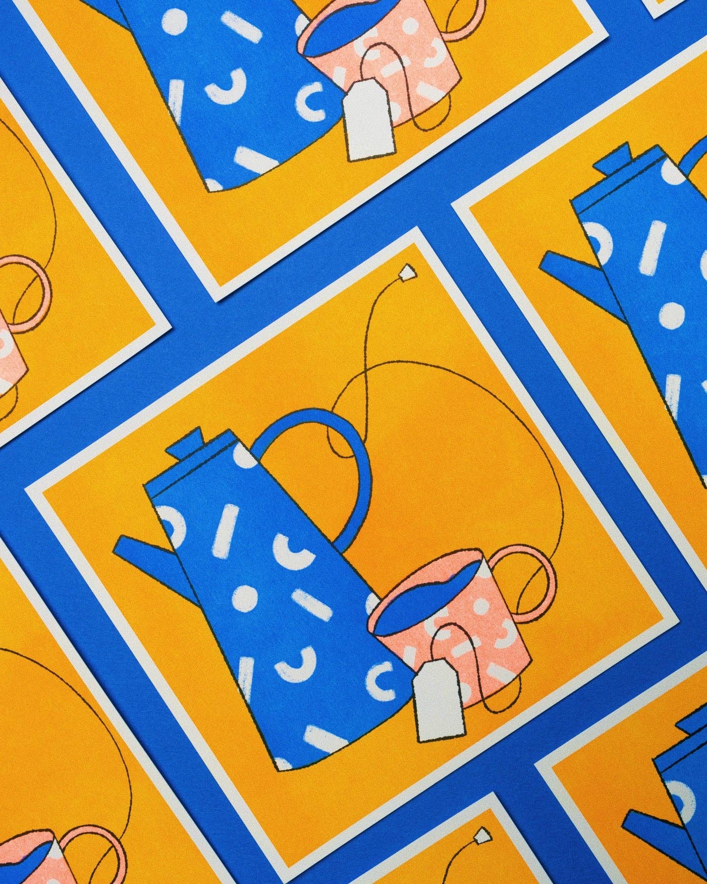 Cozy Tea Risograph Print by Studio Claudia