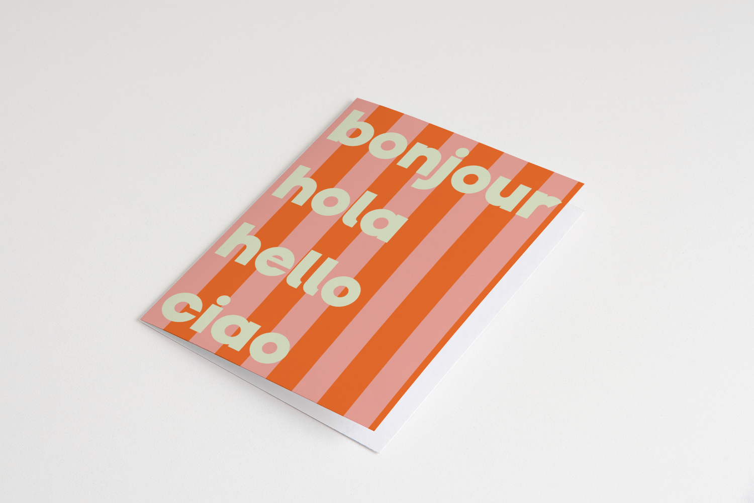 Bonjour Hola Pink Greeting Card by Bon Femmes