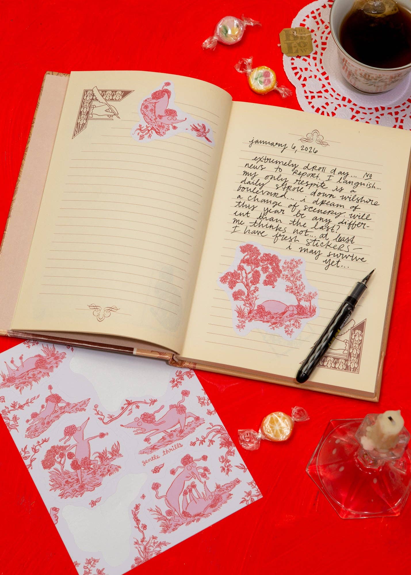 gentle thrills - Toile d'ennui poodles sticker sheet