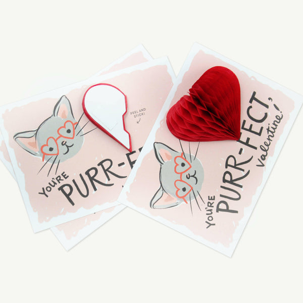 Honeycomb Heart & Kitten Valentines.