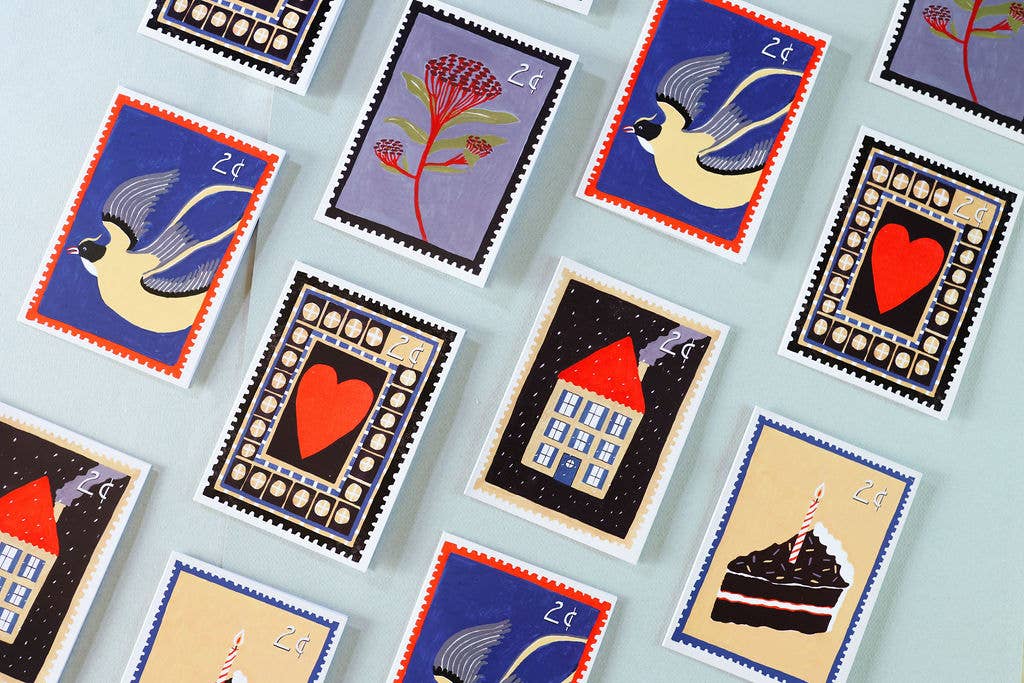 Heart Postage Stamp Greeting Card by Isatopia