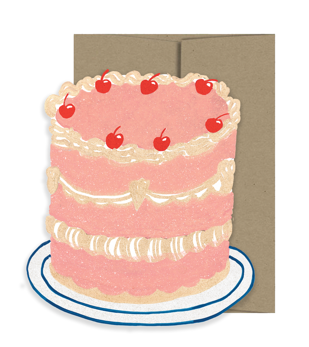 Pink Layer Cake Blank Greeting Card by Istatopia