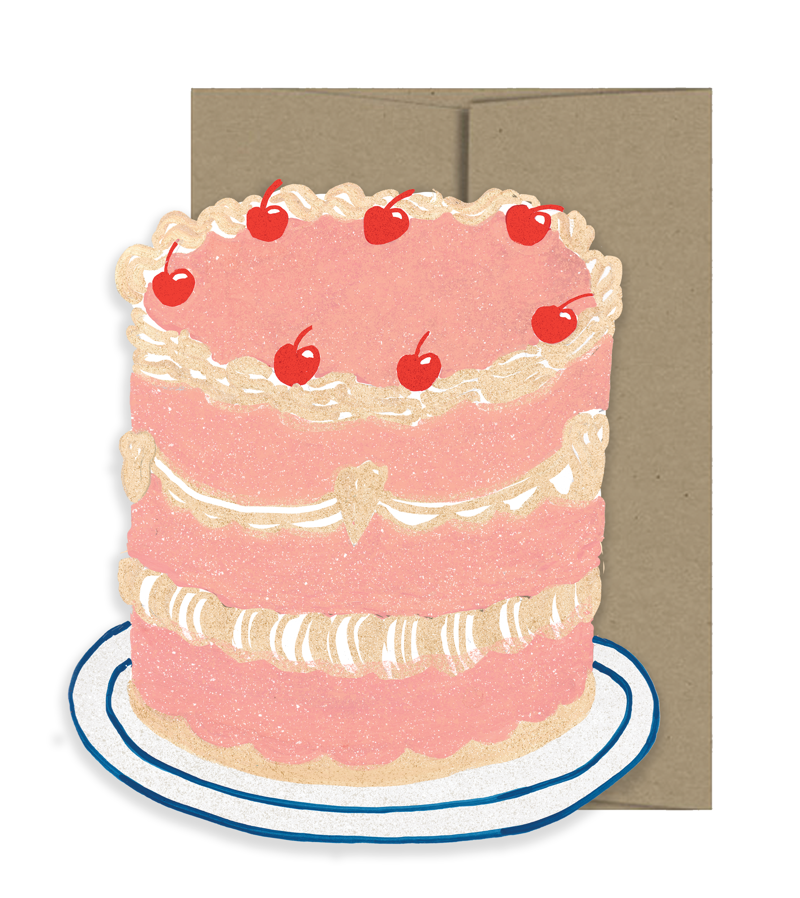 Pink Layer Cake Blank Greeting Card by Istatopia
