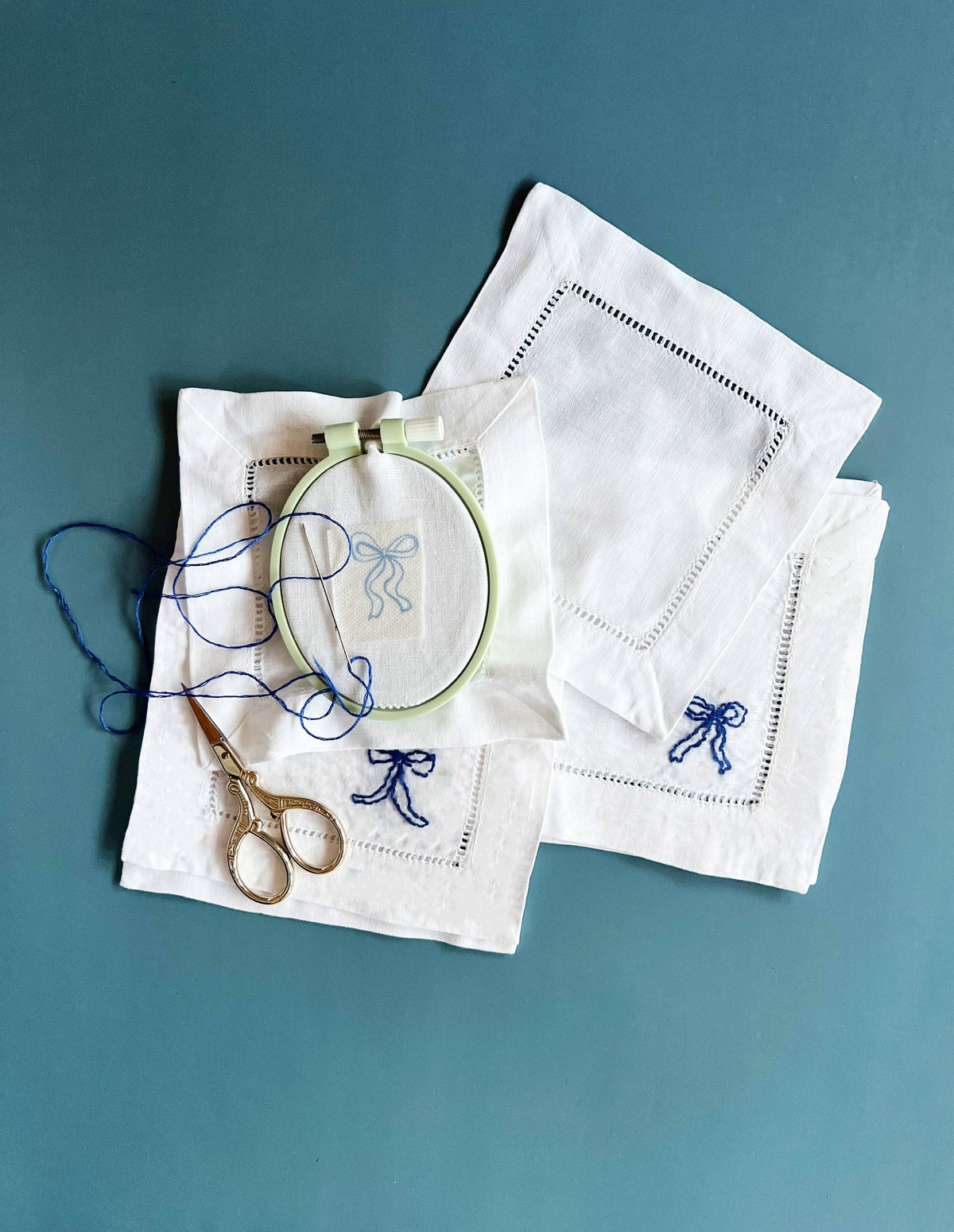 DIY Ribbon Bow Napkins Embroidery Kit