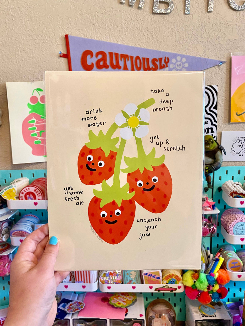 Self Care Strawberries Print by The Peach Fuzz