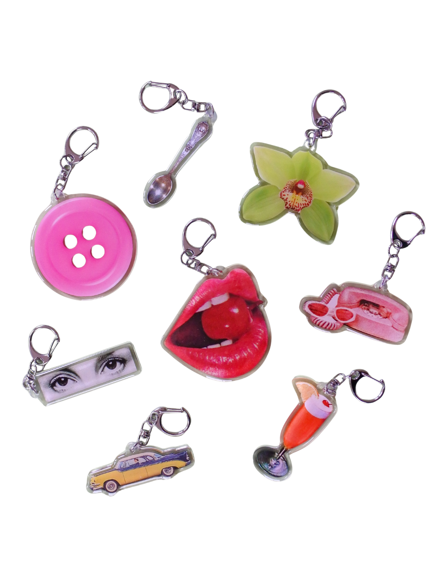 Haricot Vert Picto-charm™ keychain: Lips & Cherry