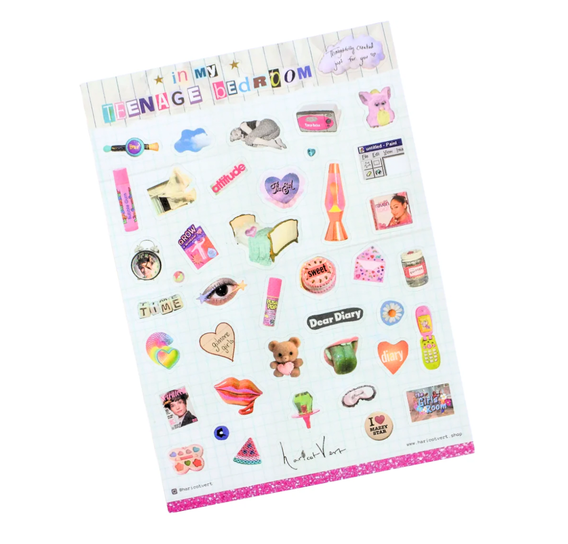 Whimsical, Nostalgic "In My Teenage Bedroom" Picto-Sticker Sheet