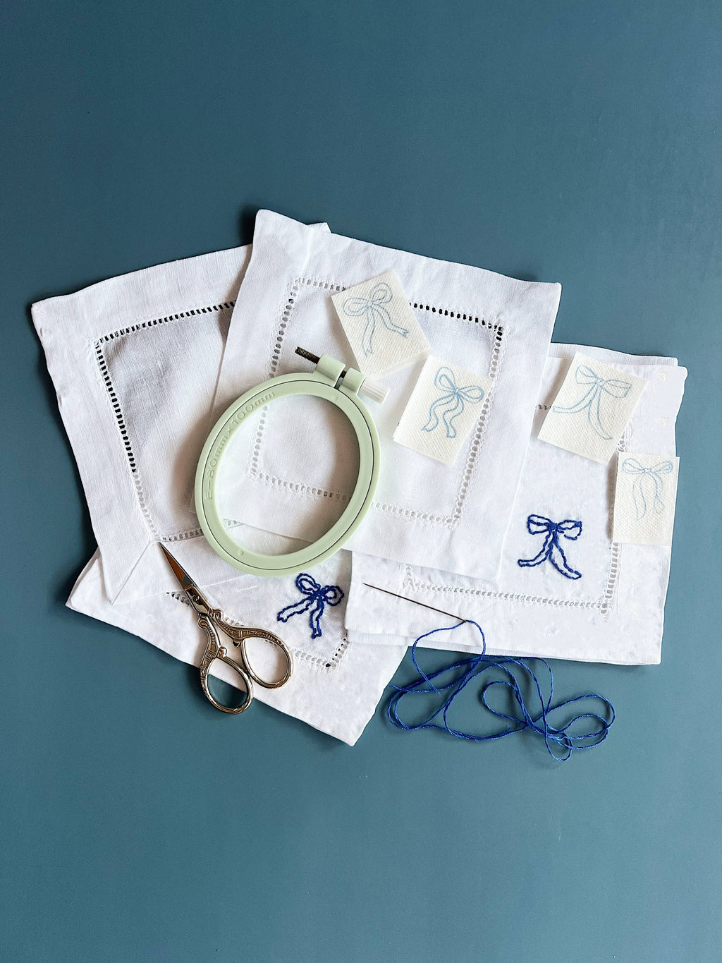 DIY Ribbon Bow Napkins Embroidery Kit