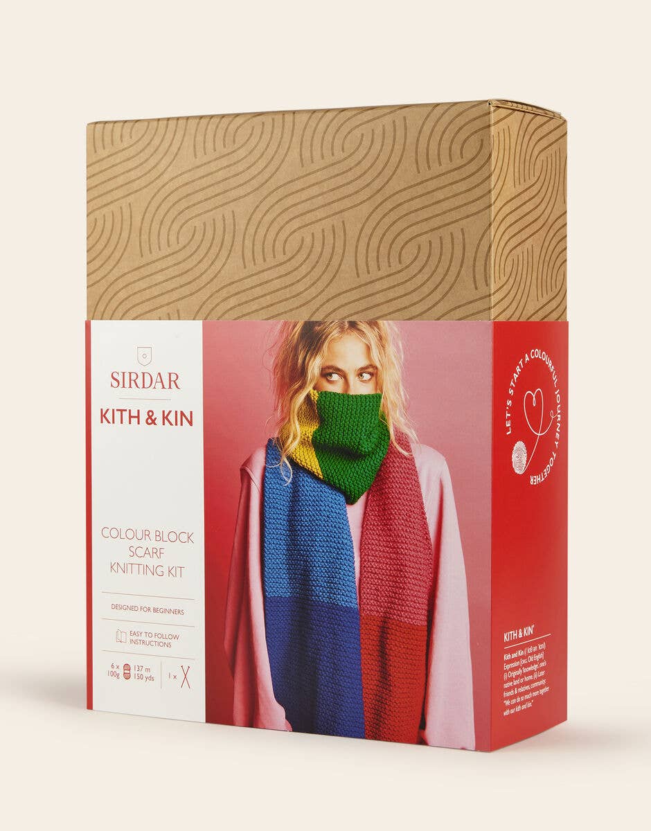 Beginner-Friendly Color Block Scarf Knitting Kit by DMC