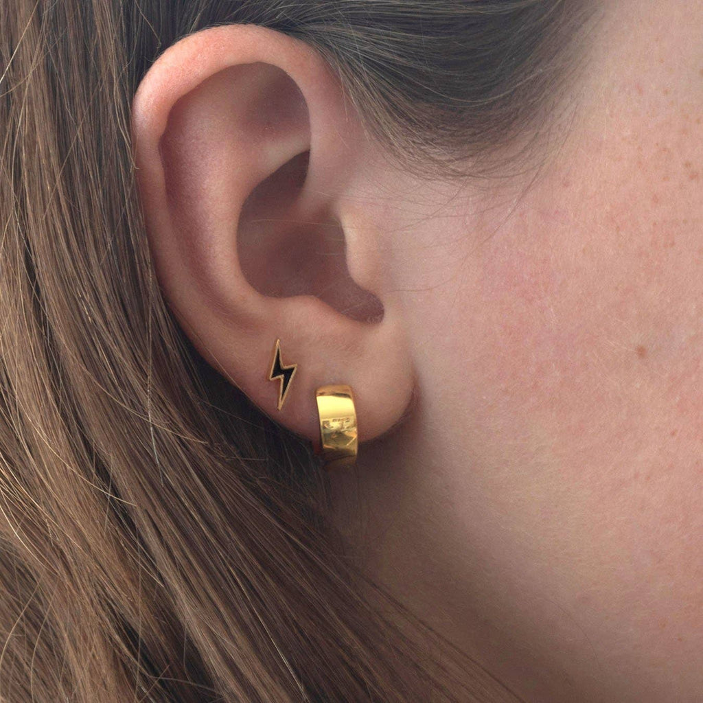 Kris Nations Wide Huggie Hoop Earrings in 18K Gold Vermeil