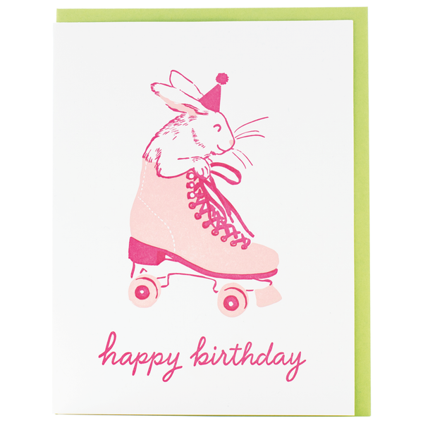 Smudge Ink - Roller Skate Bunny Birthday Card