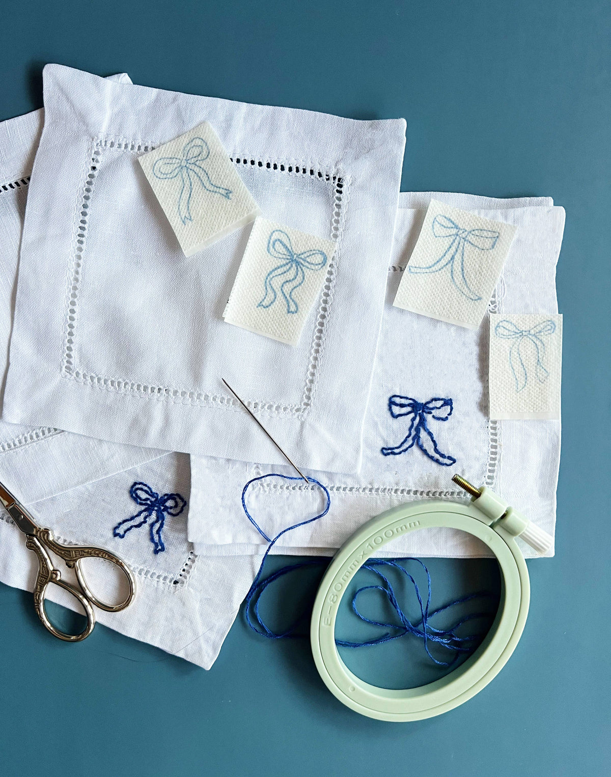 DIY Ribbon Bow Napkins Embroidery Kit