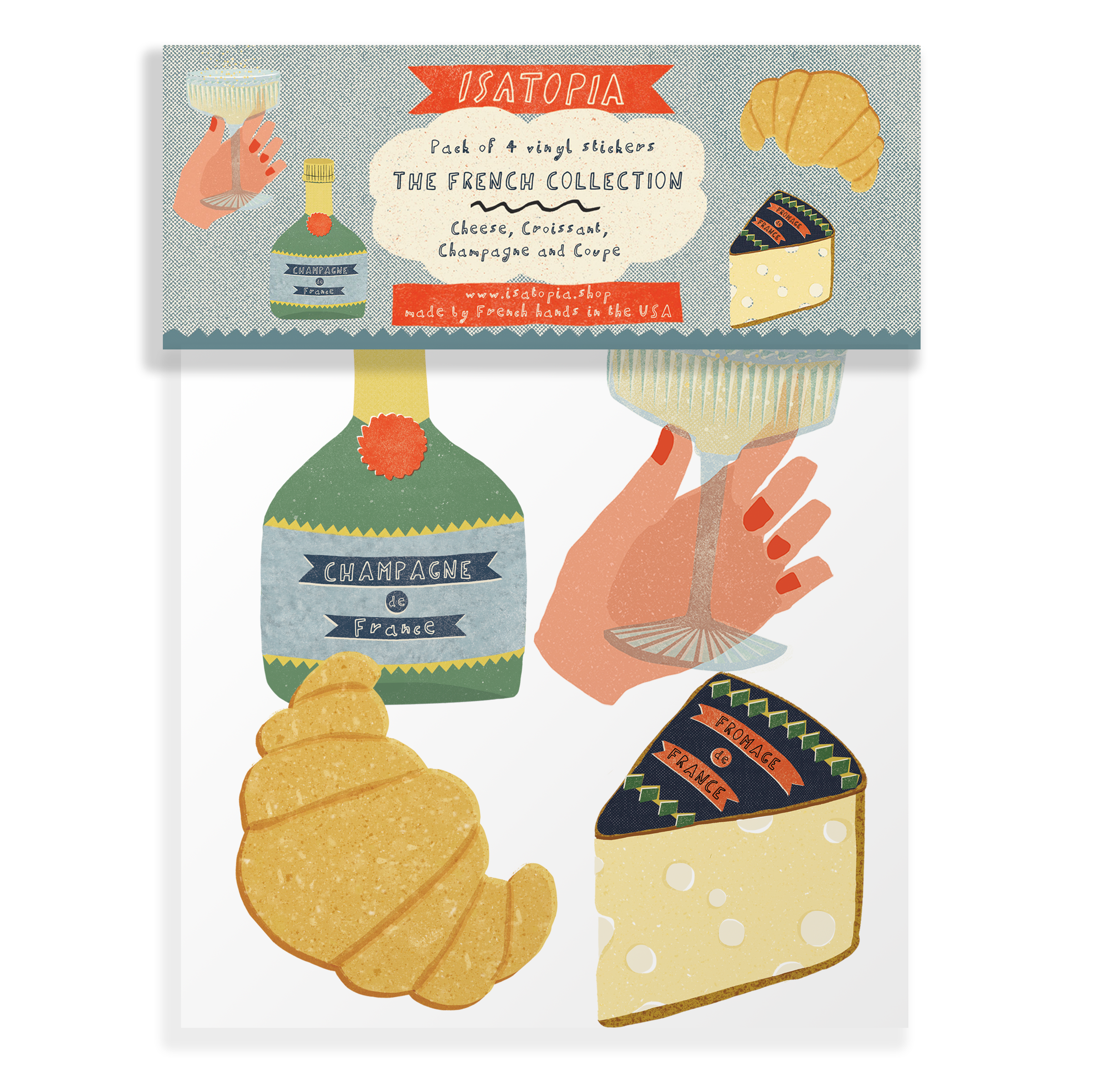 Champagne, Cheese, Croissants, & Coupe Sticker Pack