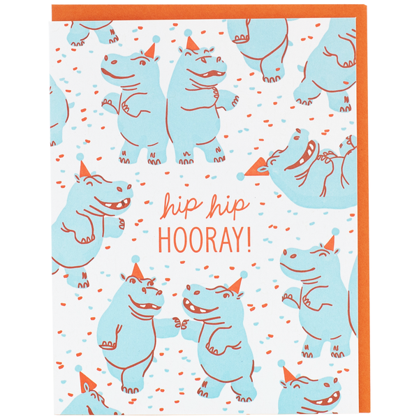 Smudge Ink - Hippo Dance Party Birthday Card