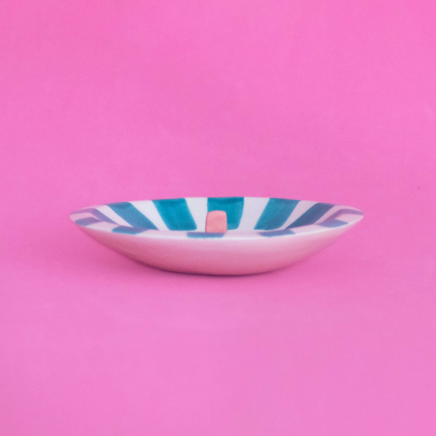 Happy Sun Teal / Ceramic Trinket Dish, Made in Portugal by Ana Seixas