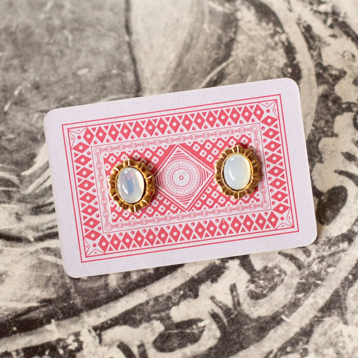 Vintage Moonstone Stud Earrings by Kindred Objects