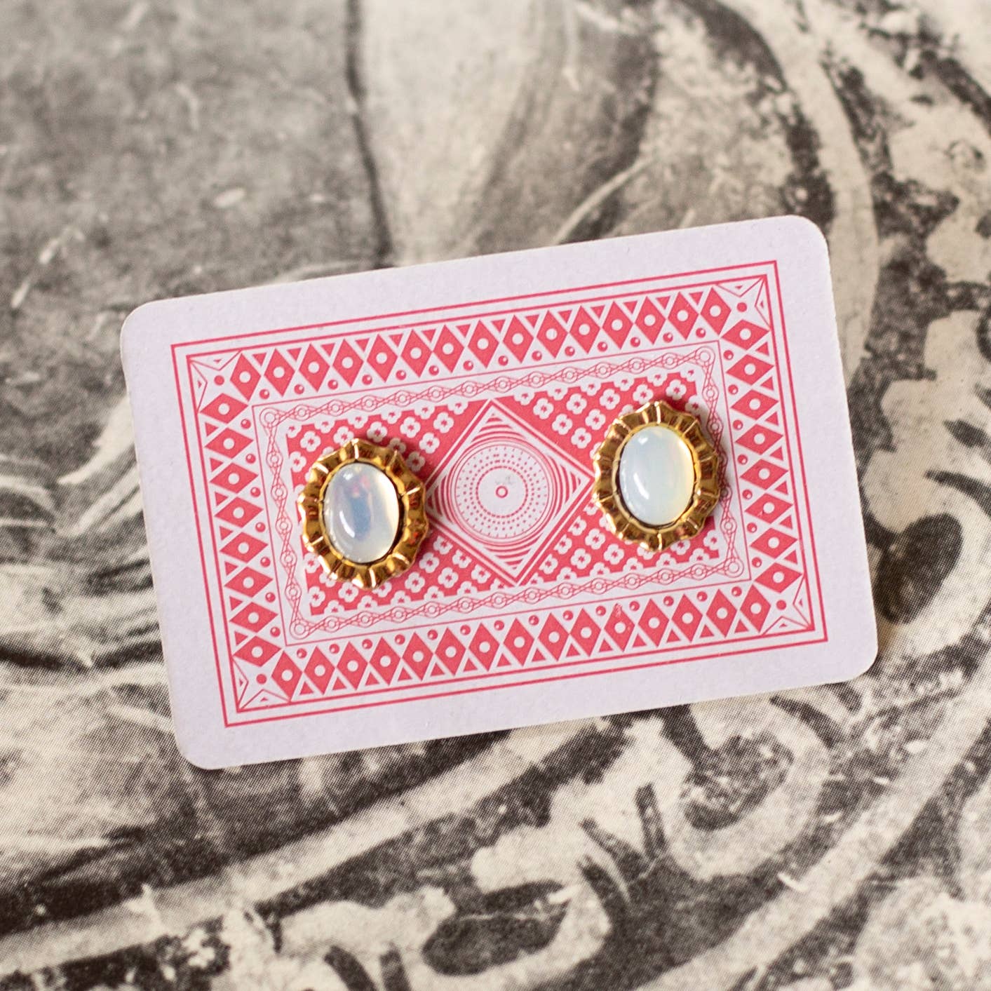 Vintage Moonstone Stud Earrings by Kindred Objects