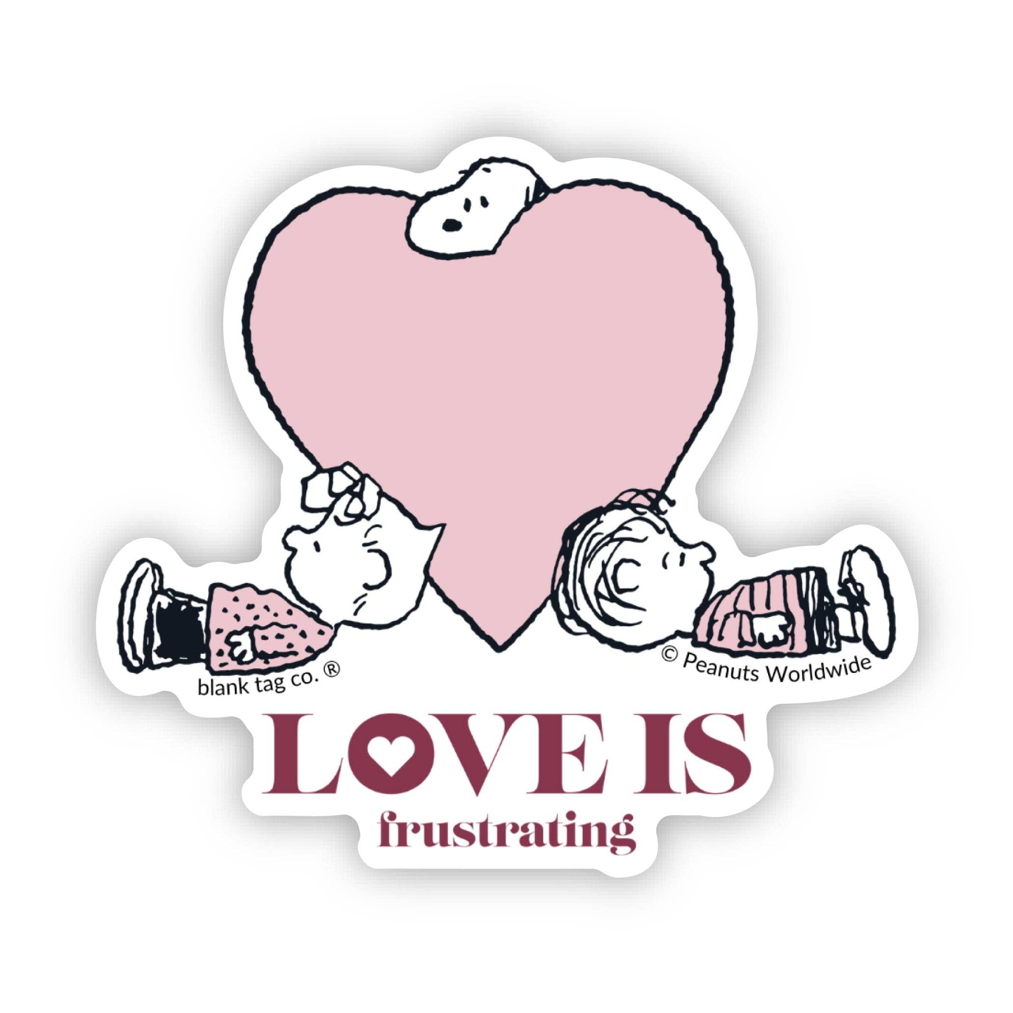 Love is Frustrating! Licensed Peanuts® Waterproof Sticker by Blank Tag Co.