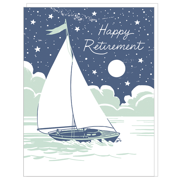 Smudge Ink - Nighttime Sailboat Retirement Card