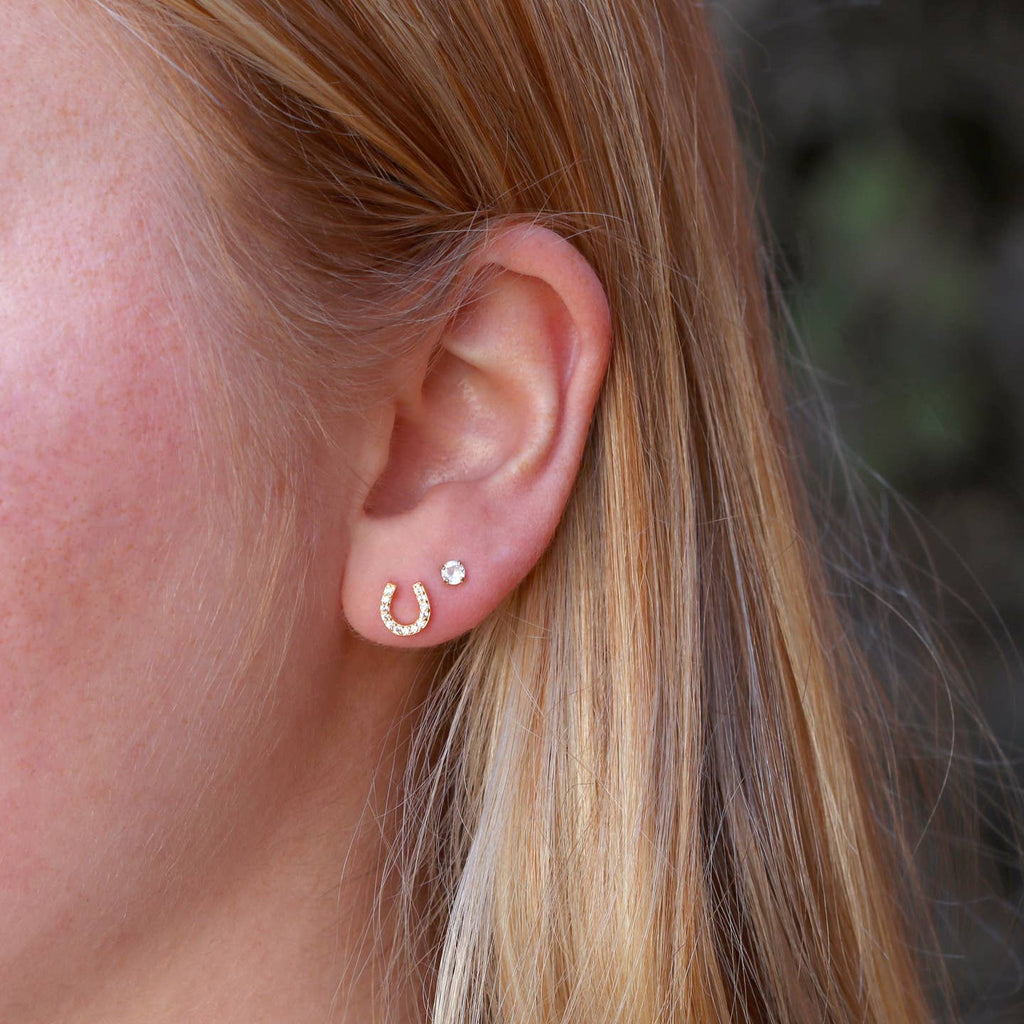 Kris Nations' Horseshoe Crystal Stud Earrings 18K Gold Vermeil