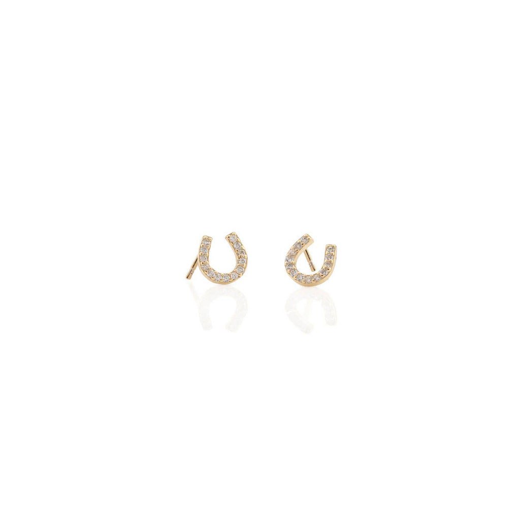 Kris Nations' Horseshoe Crystal Stud Earrings 18K Gold Vermeil