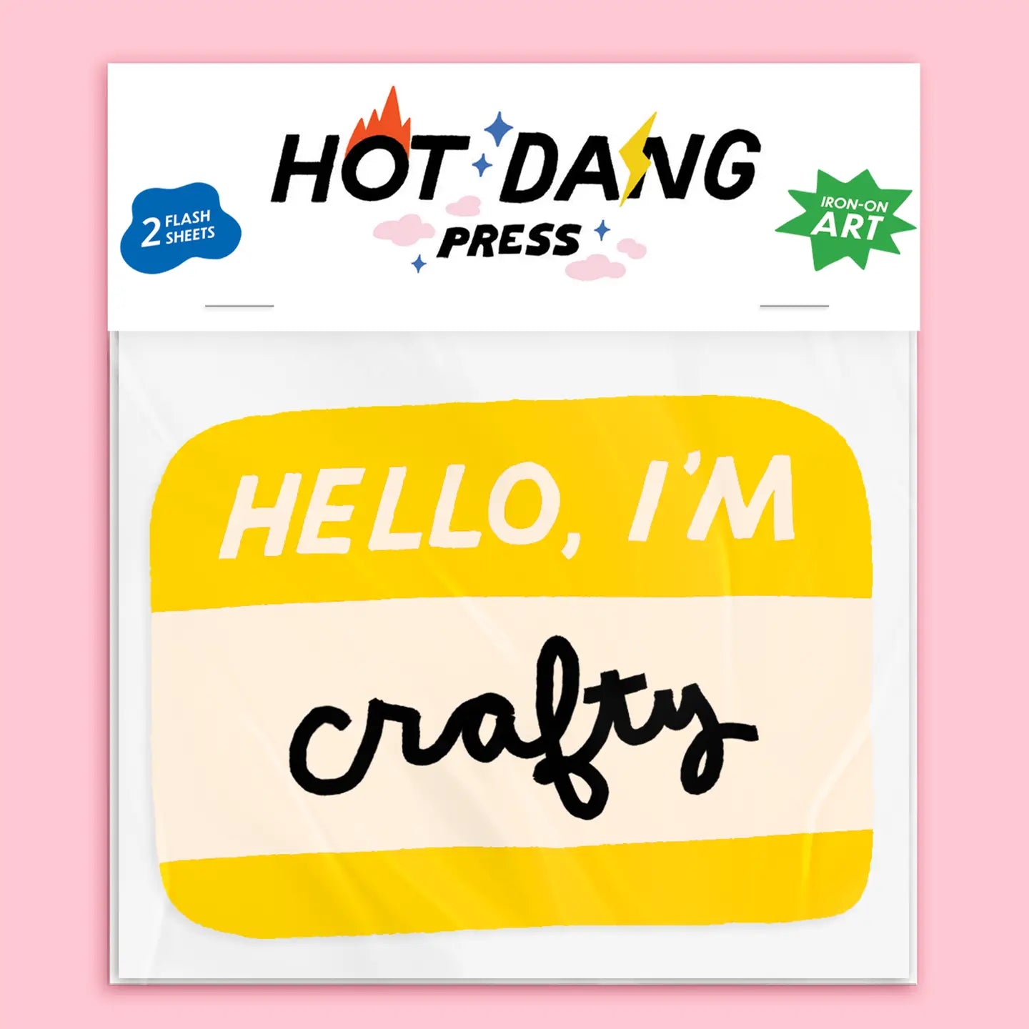 Iron-On Art Transfers: Hello, I'm Crafty Name Tag