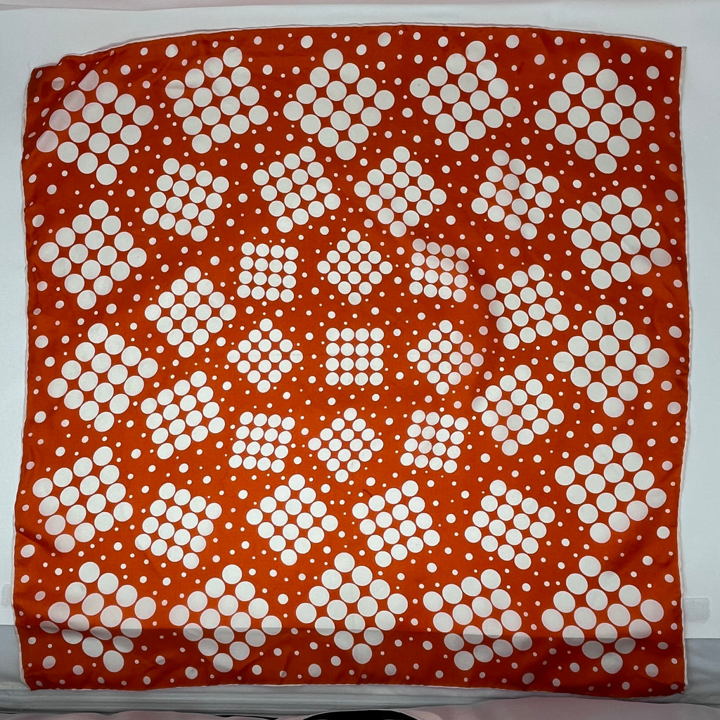 Vintage Burmel Orange & White Silk Scarf, Made in Japan