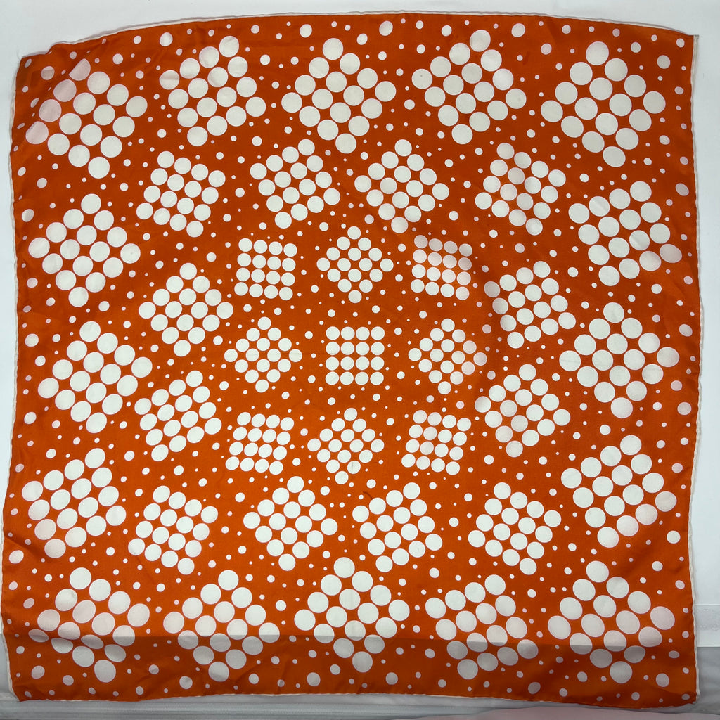 Vintage Burmel Orange & White Silk Scarf, Made in Japan