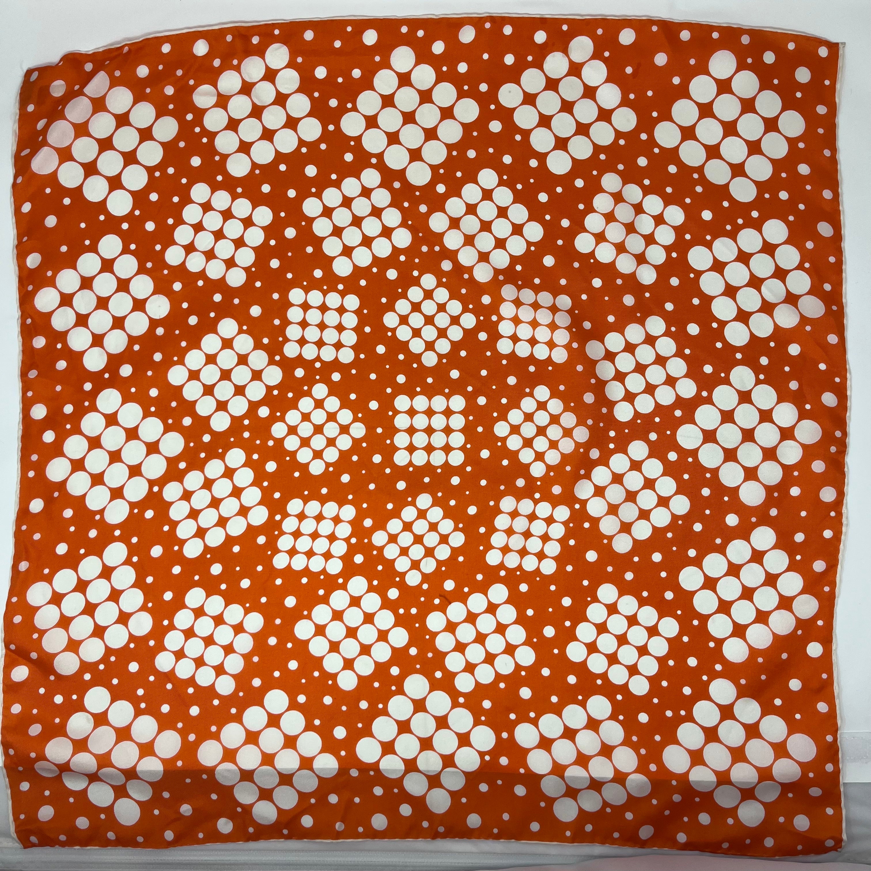 Vintage Burmel Orange & White Silk Scarf, Made in Japan