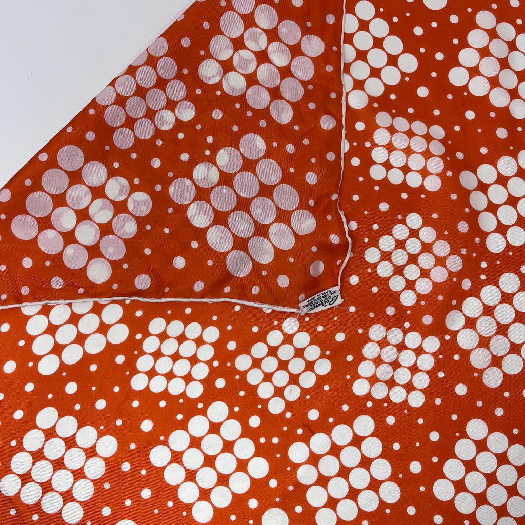 Vintage Burmel Orange & White Silk Scarf, Made in Japan