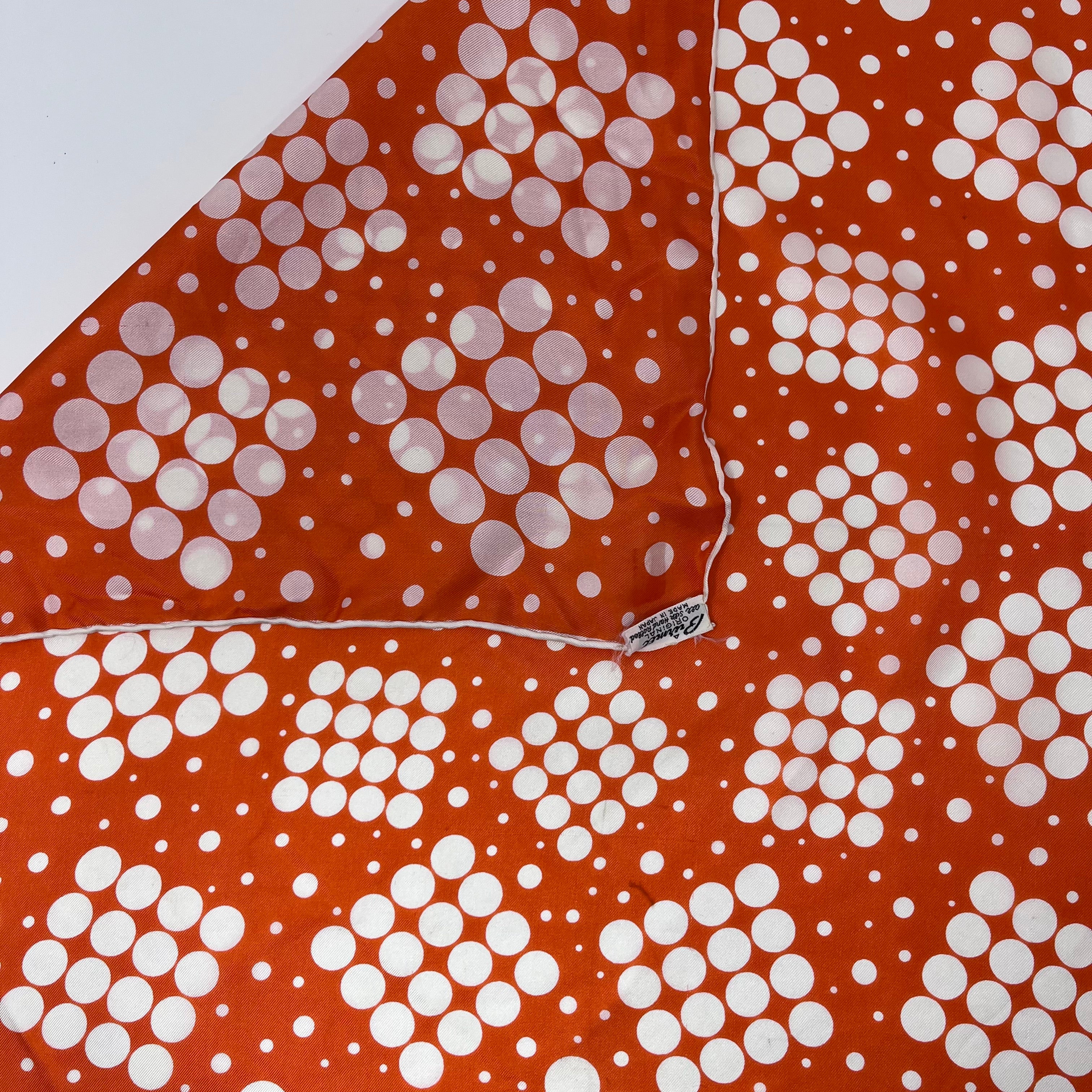 Vintage Burmel Orange & White Silk Scarf, Made in Japan