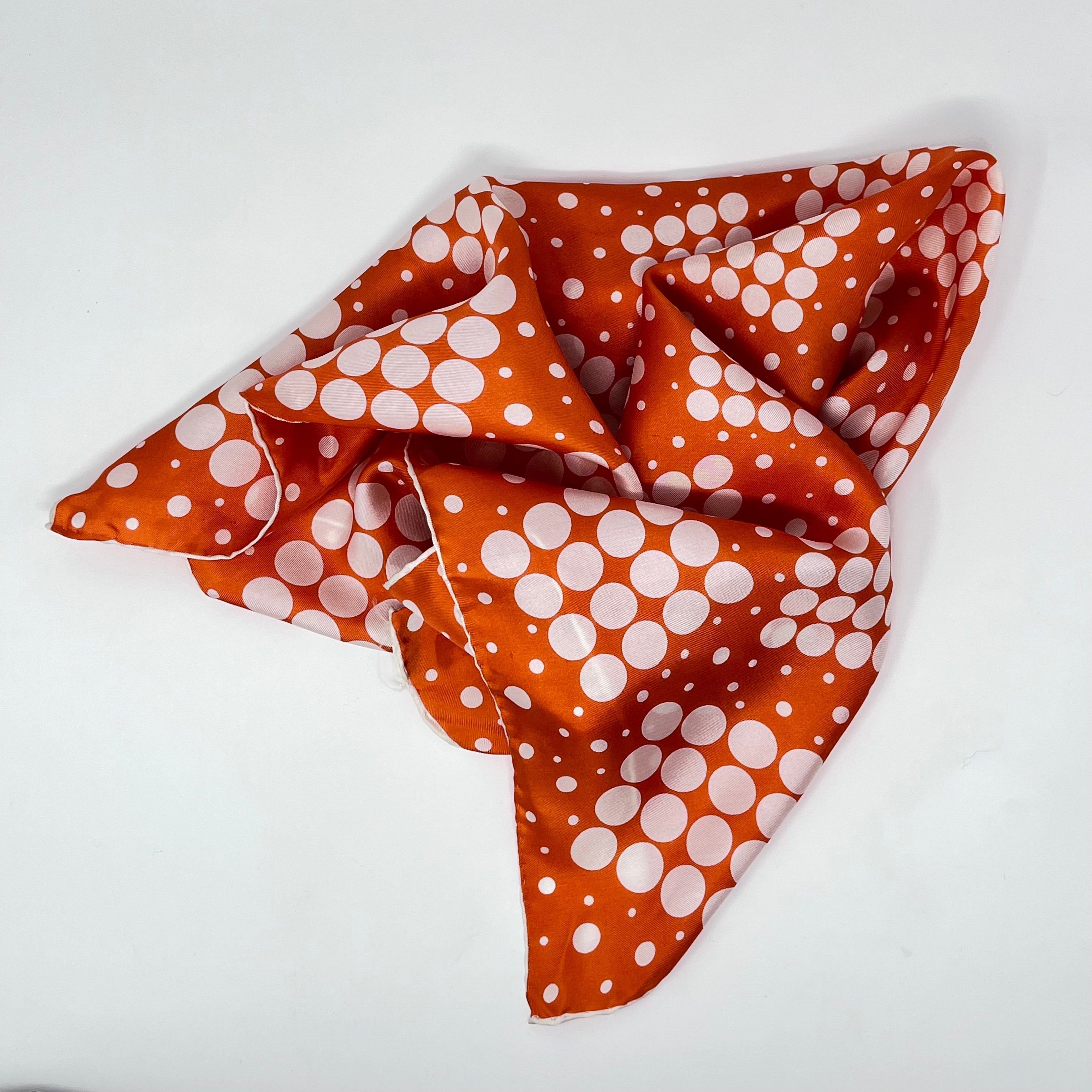 Vintage Burmel Orange & White Silk Scarf, Made in Japan