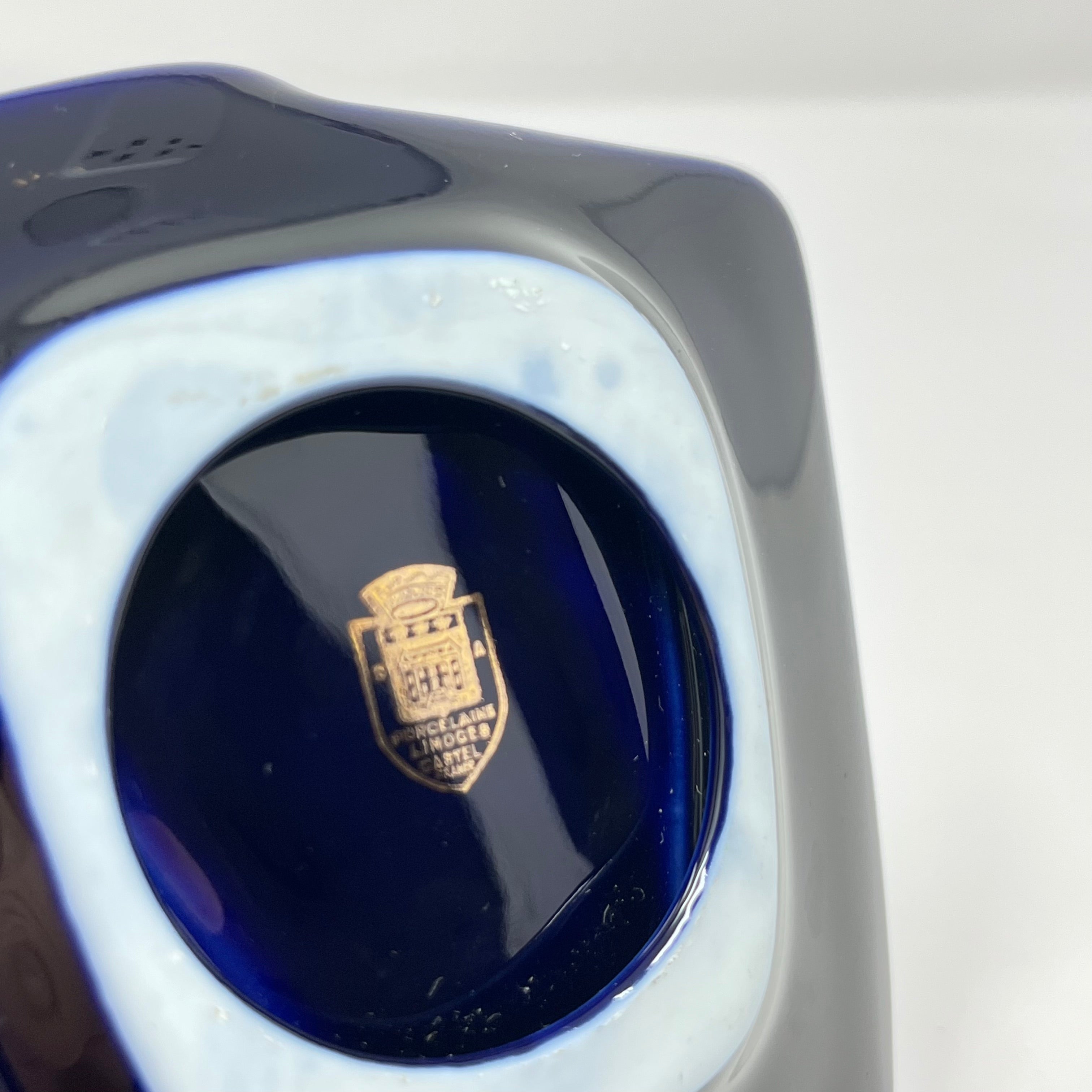 Vintage Limoges France Cobalt Blue & 22K Gold Cameo Porcelain Dish