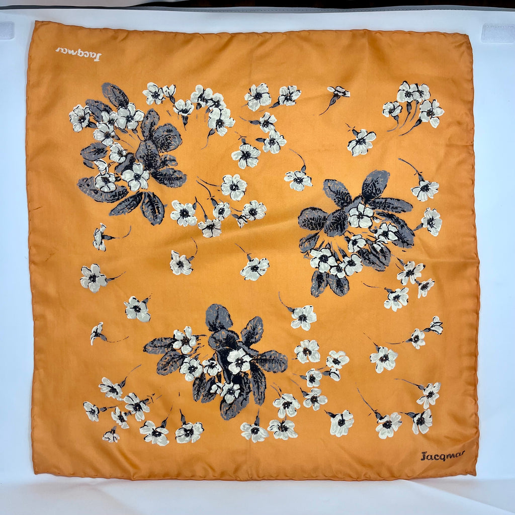 Vintage 1950s Orange & White Floral Jacqmar Scarf