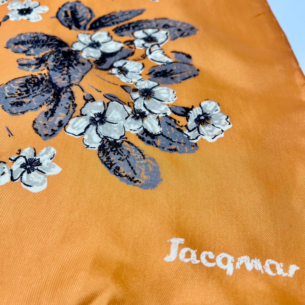 Vintage 1950s Orange & White Floral Jacqmar Scarf