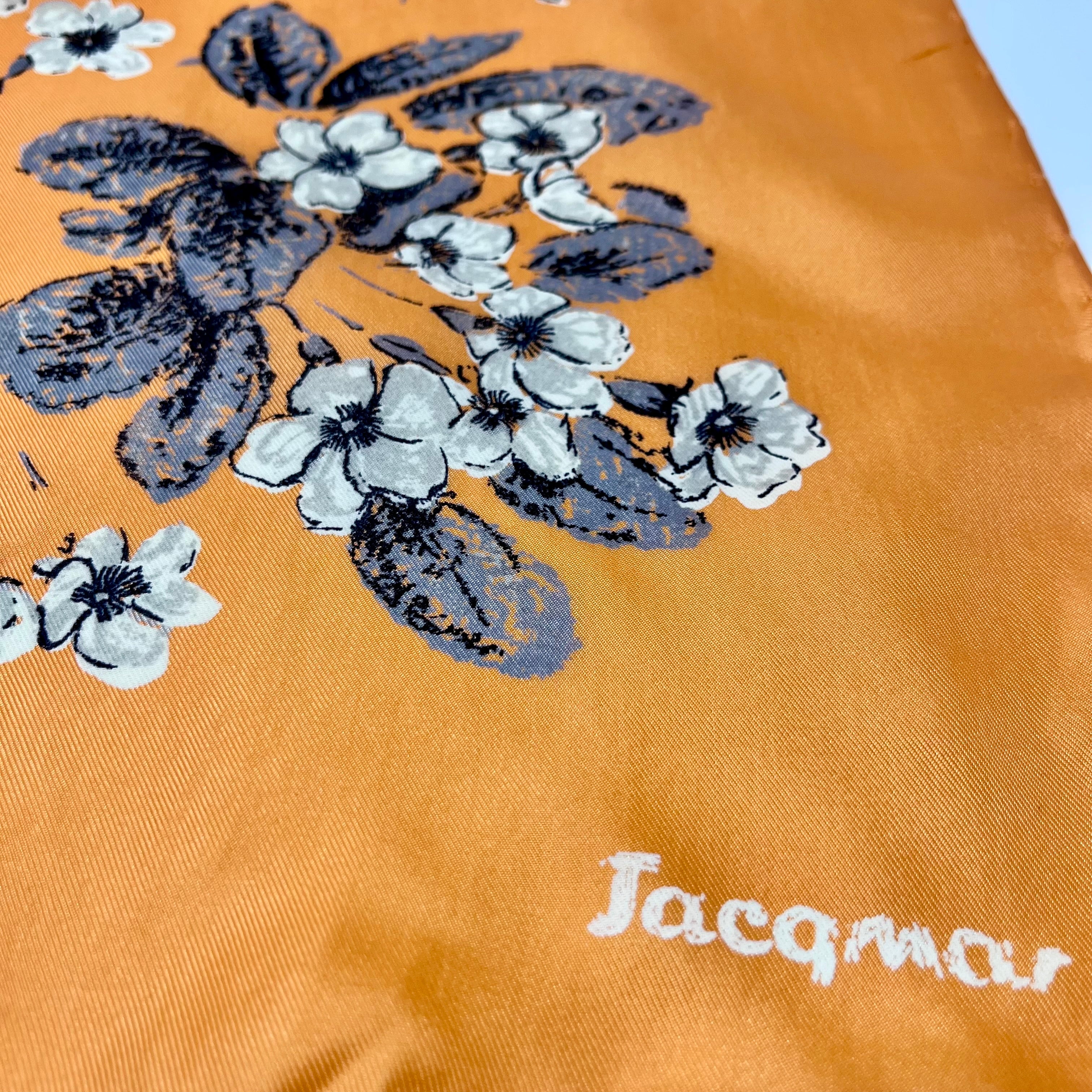 Vintage 1950s Orange & White Floral Jacqmar Scarf