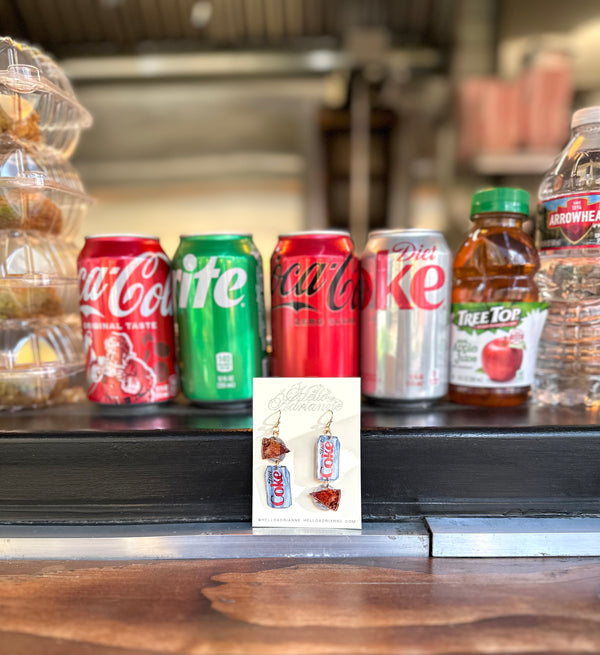 Pizza and Diet Coke Dangle Earrings