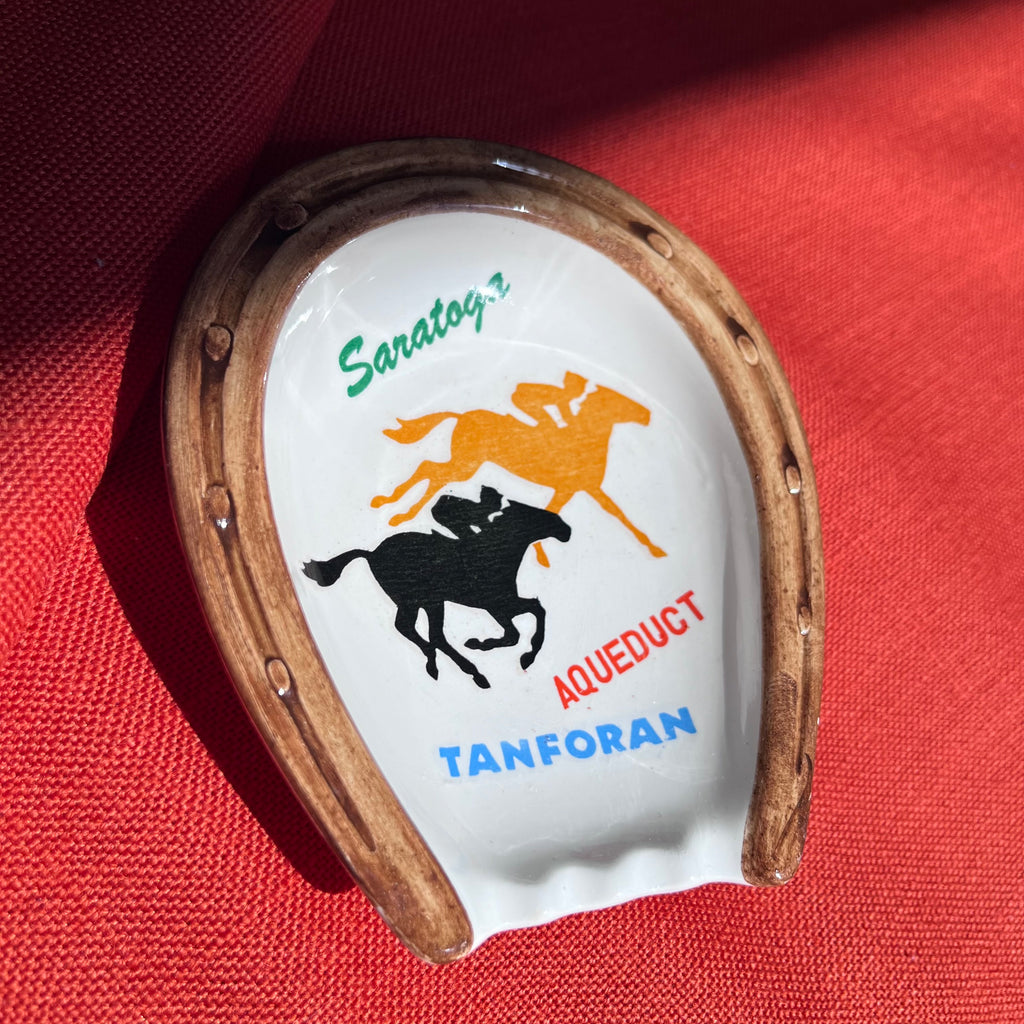 Vintage Tanforan Race Track Horseshoe Ashtray, Trinket Dish