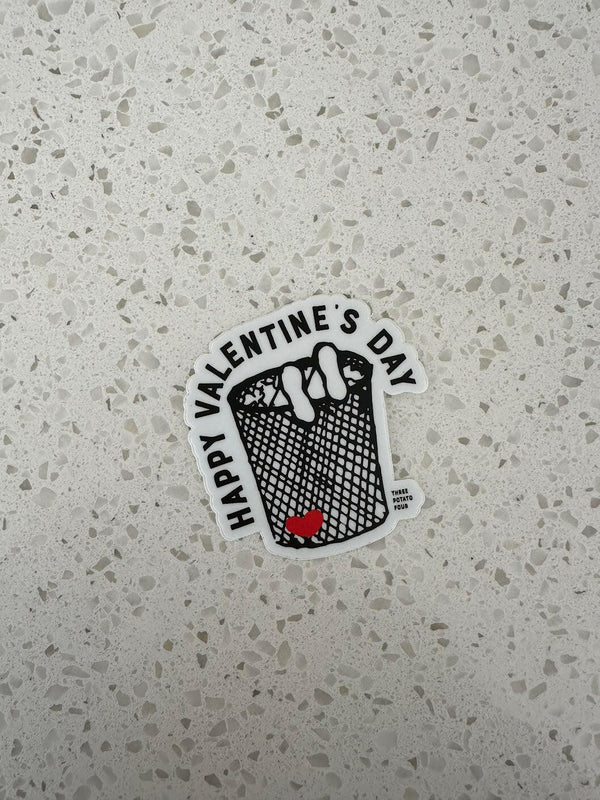 Valentine's Day in the Garbage Can Sticker.