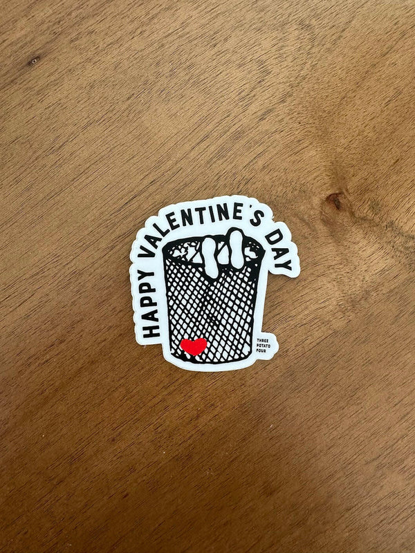 Valentine's Day in the Garbage Can Sticker.