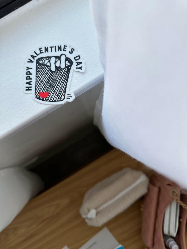 Valentine's Day in the Garbage Can Sticker.