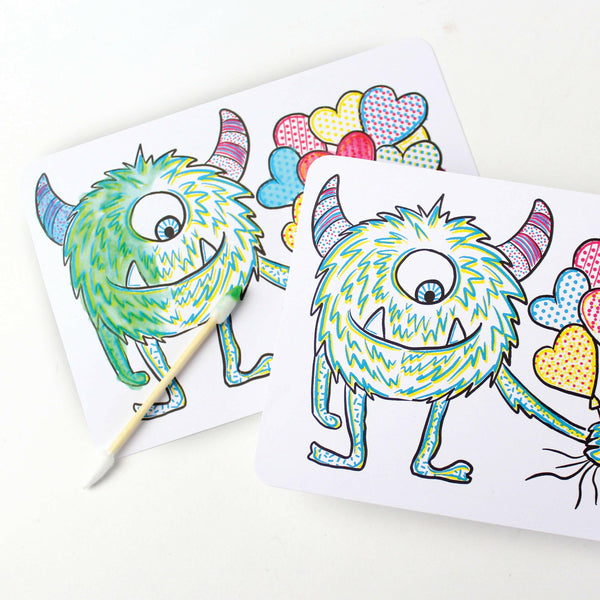 Paint With Water Monster Valentines.