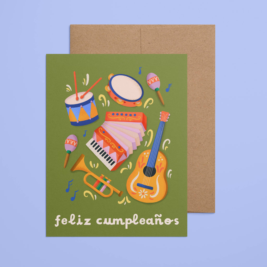 Ana Peake - Mariachi Instruments- Feliz Cumple Birthday Greeting Card