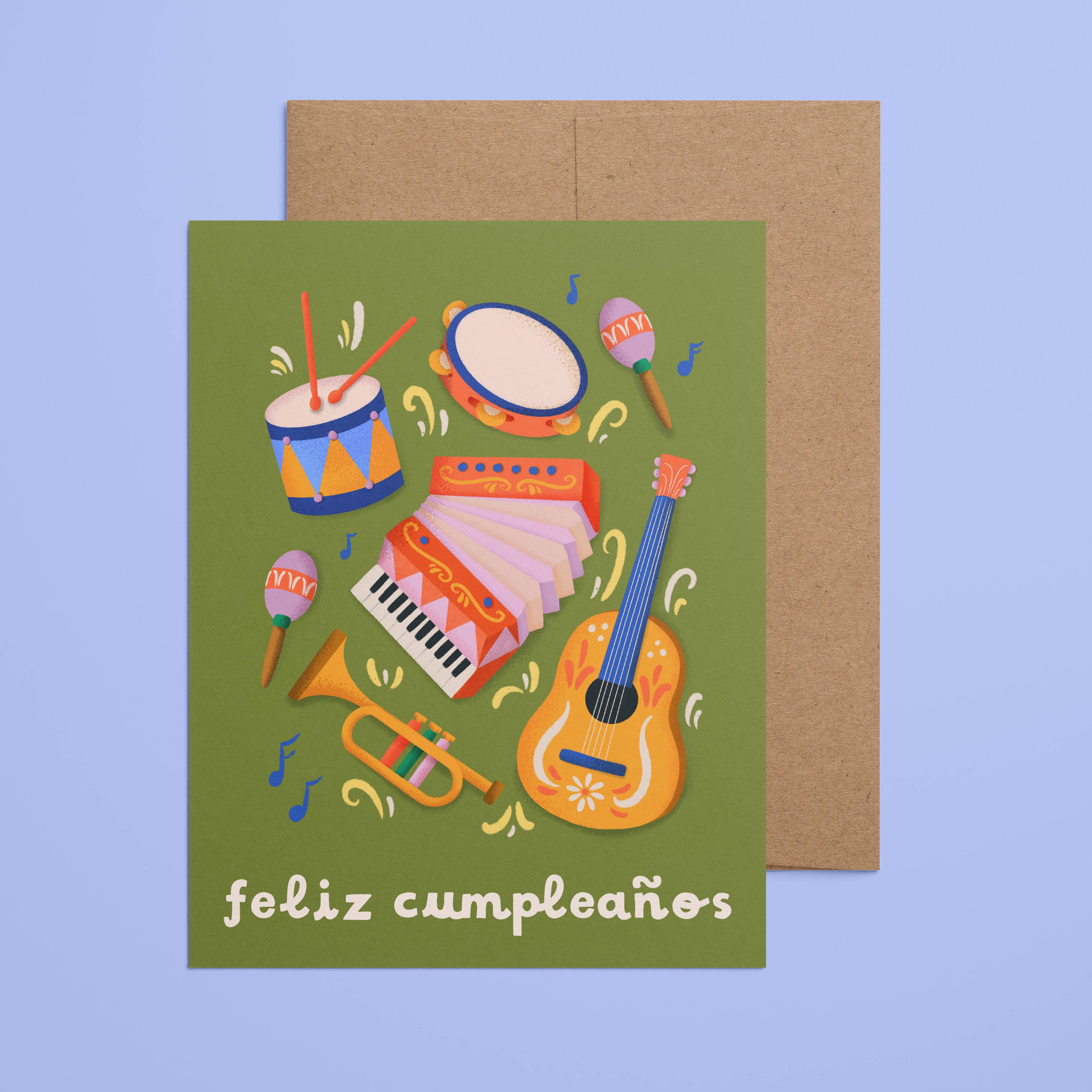 Ana Peake - Mariachi Instruments- Feliz Cumple Birthday Greeting Card