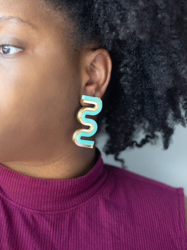 Acrylic Colorful Statement Stud Earrings | Peach - Orange & Amber | Vea Series by Moon - Seed - Ruby's